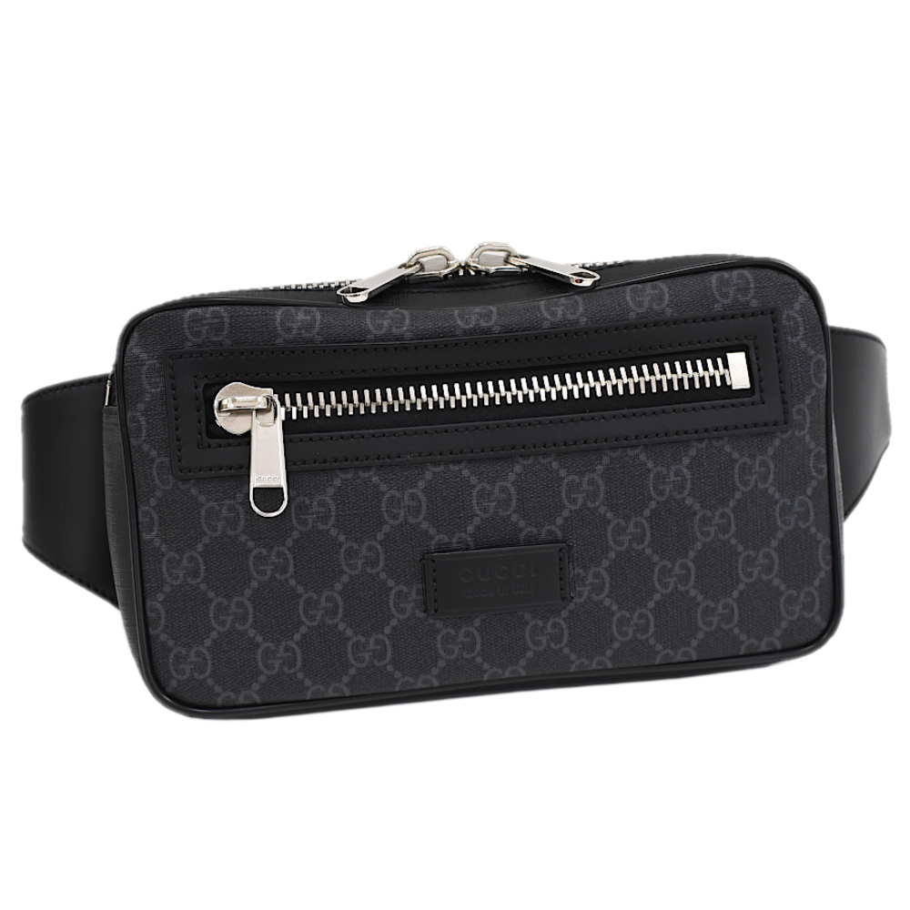 Gucci Waist Pouch Body Bag 474293 Belt Bag Soft GG Supreme PVC Leather Black